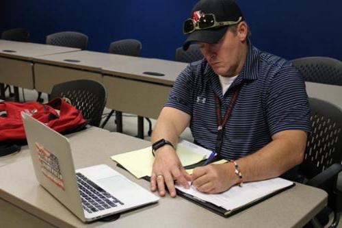 Student studying on campus